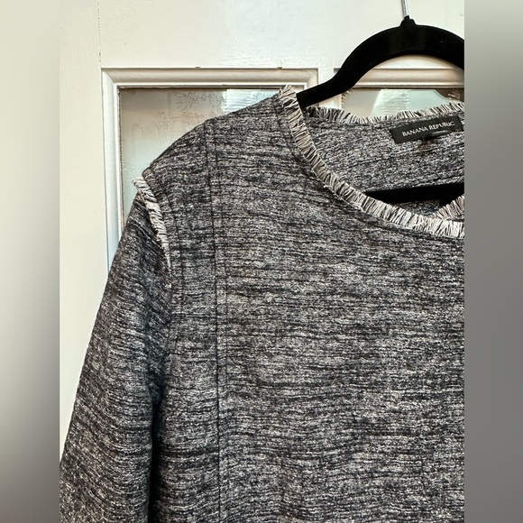 Banana Republic Grey Black Tweed Wool Snap Front Blazer Jacket Size XL - Picture 4 of 16